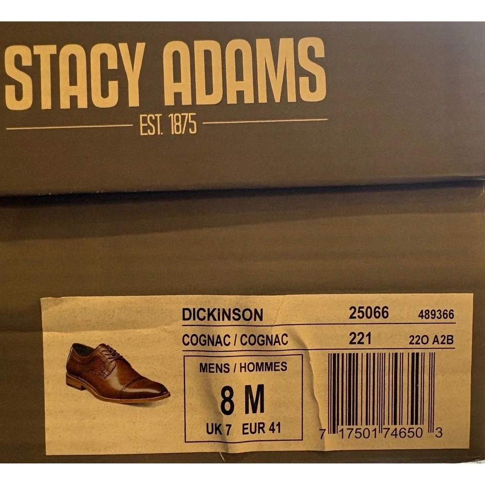 Stacy Adams Dickinson Mens 8M Brown Leather Cap Toe Oxford Dress Shoes 25066-221